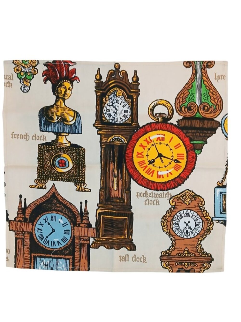 Retro Clock Cloth Napkins Set of 5 Novelty Timepiece Print 15x14.5 - Picture 5 of 8